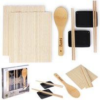 Zestaw Do Sushi Podawania Miseczki Pałeczki Maty Łyżka Bambusowa 7 El.