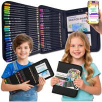 Zestaw do Szkicowania Rysowania Szkicownik Ołówki Etui Kredki Artystyczny Zestaw XXL Prezent Kreatywny Dla Dziecka + EBOOK