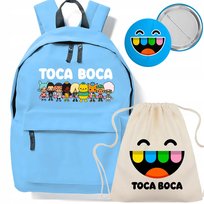 Zestaw Do Szkoły Niebieski Plecak+Worek+Przypinka TOCA BOCA Wyprawka