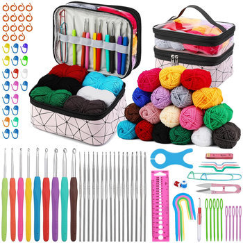 Zestaw do szydełkowania szydełka włóczka znaczniki akcesoria 105 el. w etui - Craftec