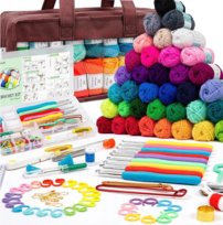 Zestaw Do Szydełkowania Włóczka Szydełka 113 El. Znaczniki Akcesoria Z Etui