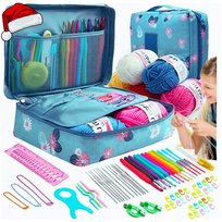 Zestaw Do Szydełkowania Z Włóczką Szydełko 0,6-6mm Etui Duży 58 Elementów