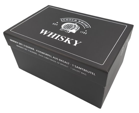 Zdjęcia - Wyposażenie baru Zestaw do whisky drinków bazaltowe kostki lodu szklanka skrzynka prezent