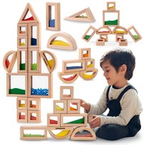 Zestaw drewnianych klocków sensorycznych z różnym wypełnieniem - 15 elementów