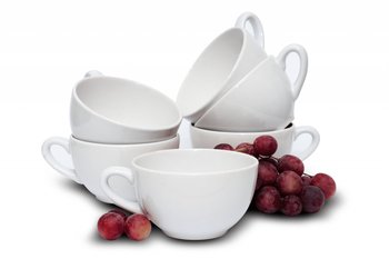 Zestaw dużych filiżanek do herbaty dla 6 osób biały LUPIN - Konsimo