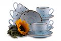 Zestaw dużych filiżanek ze spodkiem polska porcelana dla 6 osób Cottage Sky ALUMINA Konsimo&nbsp;-&nbsp;Konsimo
