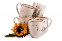 Zestaw dużych kubków porcelanowych polska dla 6 osób Cottage Cream ALUMINA Konsimo