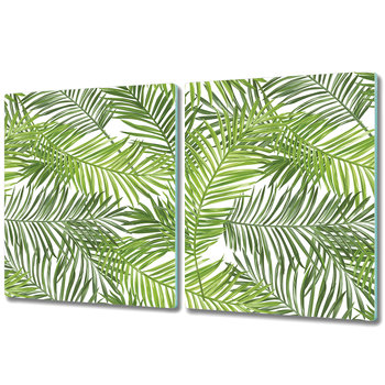 Zestaw Dwóch Szklanych Desek ze Wzorem - 2x 40x52 cm - Liście palmowy - Coloray
