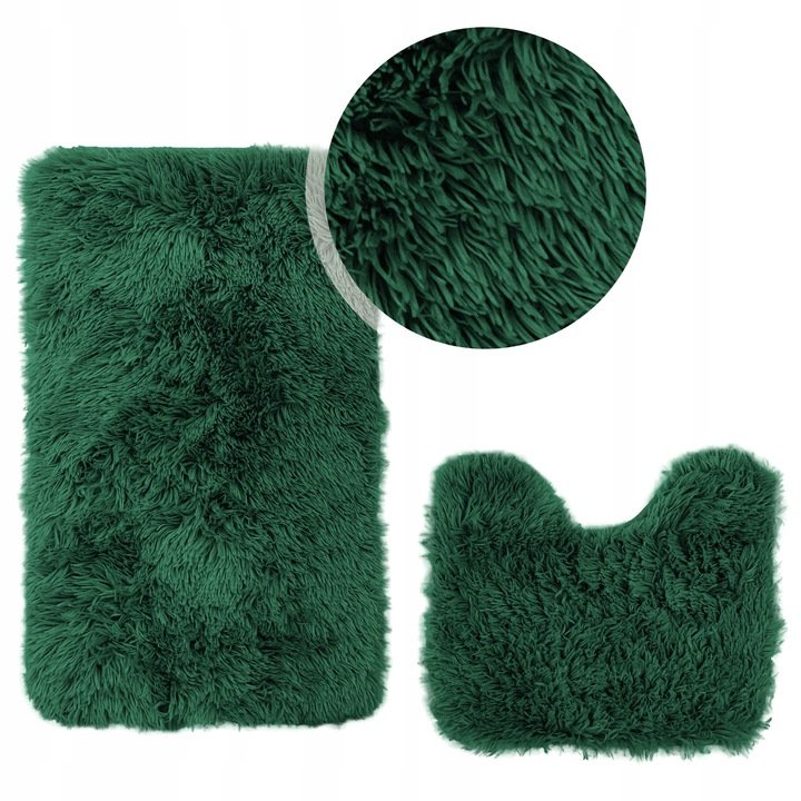 Zdjęcia - Dywanik łazienkowy Zestaw dywaników łazienkowych 2cz 45x75 MEGAN ciemny zielony