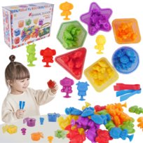 Zestaw Edukacyjny Nauka Liczenia Kolorów Zwierzątka Sortery Gra Montessori