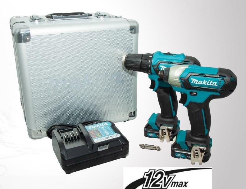 Zestaw elektronarzędzi MAKITA CLX224X, wiertarko-wkrętarka DF333D+zakrętarka udarowa TD110D, 12 V, 2x1,5 Ah