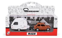 Zestaw Fiat 126p brązowy + przyczepa Niewiadów Kemping N-126