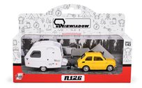 Zestaw Fiat 126p żółty + przyczepa Kemping Niewiadów N126