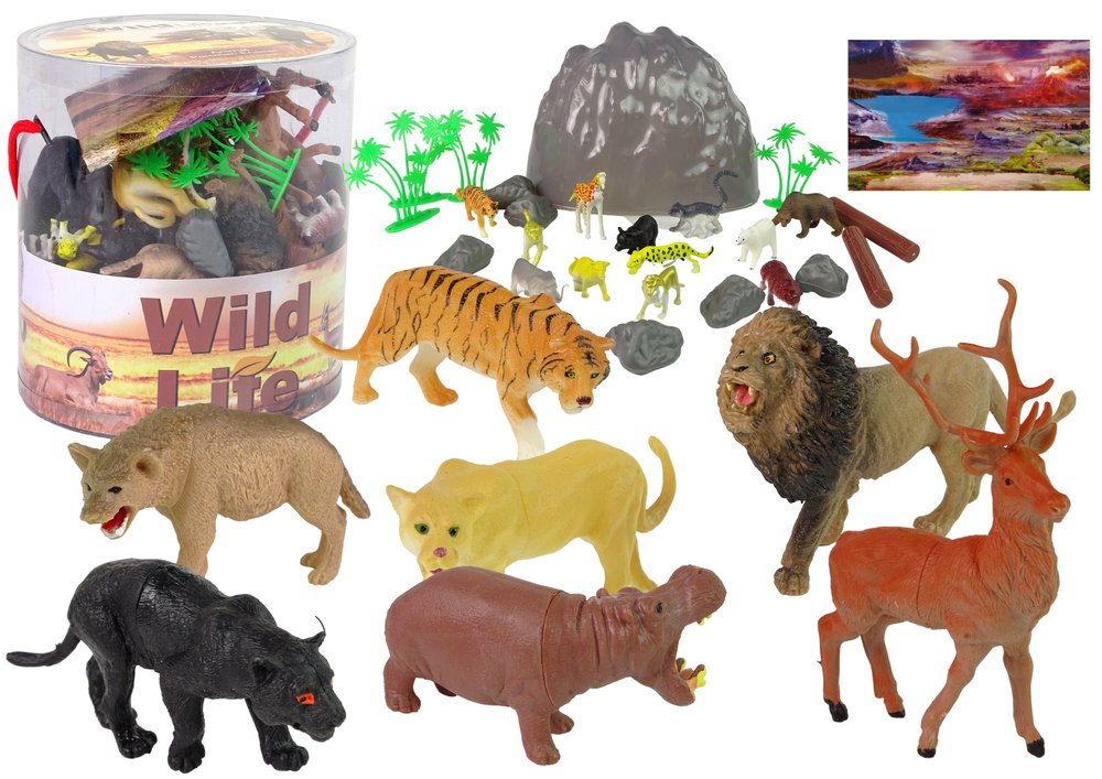 Zdjęcia - Figurka / zabawka transformująca LEAN Toys Zestaw Figurek Dzikie Zwierzęta 34 Elementy Safari Lew Gepard Tygrys 