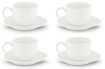 Zestaw filiżanek do kawy, 4 os. (8 el) RESEDA biały / Ø15 / porcelana - Konsimo