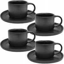 Zestaw Filiżanek Ze Spodkiem Z Kamionki Mg Home Artena Black 4 X 220 Ml
