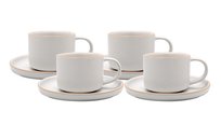 Zestaw Filiżanek Ze Spodkiem Z Kamionki Mg Home Artena White 4X220 Ml 2519