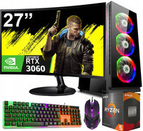 ZESTAW GAMINGOWY Ryzen 5 5600 32GB RTX 3060 12GB +Wi-Fi +WIN11 +MONITOR 27