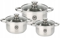 Zestaw garnków MG home MODERNO 6 el. Steel Brushed