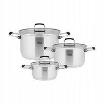 Zestaw garnków Teesa 6 elementów stal nierdzewna hartowane szkło INDUKCJA