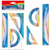 Zestaw geometryczny KEYROAD linijka 20cm, kątomierz 10cm, ekierka 14cm