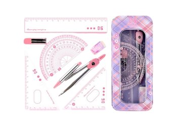 Zestaw Geometryczny Szkolny Etui 7 Elementów Cyrkiel Linijka W Pudełku - PrzydaSie.pl