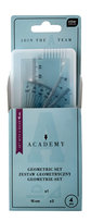 Zestaw geomteryczny, Academy, 4 elementy z linijką 15 cm, Interdruk