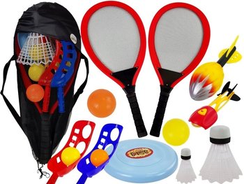 Zestaw Gier Sportowych Zręcznościowe Piłki Koszyk Badminton - Lean Toys