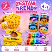 ZESTAW GNIOTKÓW ANTYSTRESOWYCH TRENDY ZABAWEK 4w1 SER MASŁO PIEROŻEK LED