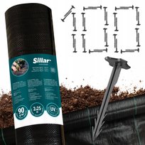Zestaw gruba agrotkanina antychwastowa Sillar 90g/m2 2x25m + Kotwy 100szt.
