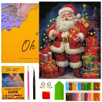 Zestaw Haftu Diamentowego Świąteczna Mozaika 5D 40x50 cm Mikołaj Oh Art! - Oh Art!