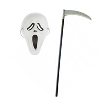 Zestaw Halloween maska Krzyk i kosa 42 cm miękka maska na twarz