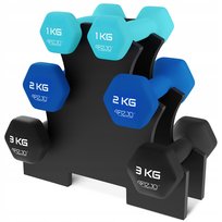 ZESTAW HANTLI DO ĆWICZEŃ HANTLE HANTELKI CIĘŻARKI + STOJAK 4FIZJO 12 KG