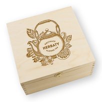 Zestaw herbat kwitnących 18 szt w jasnej drewnianej skrzynce