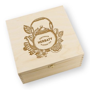 Zestaw herbat kwitnących 18 szt w jasnej drewnianej skrzynce - Inna marka