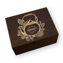 Zestaw herbat kwitnących w skrzynce 18 szt herbaciarka z grawerem