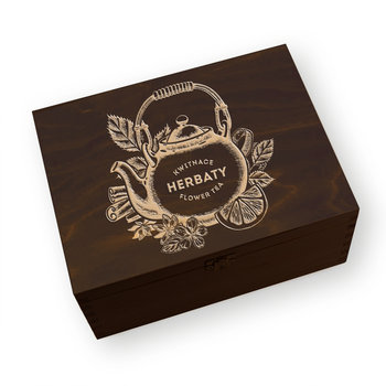 Zestaw herbat kwitnących w skrzynce 18 szt herbaciarka z grawerem - Inna marka