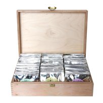 Zestaw herbat w drewnianej skrzynce - solidna zamykana skrzynka marki Cup&You z zestawem aż 60 saszetek 60x 5g/8g z herbatą sypaną różnego rodzaju i smaku - prezent upominek podarunek na każdą okazję