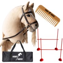 ZESTAW HOBBY HORSE KOŃ NA KIJU A3 + 2x PRZESZKODA DO SKAKANIA 120 CM + GRZEBIEŃ [M-ZESTAW-H1-2]