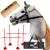 ZESTAW HOBBY HORSE KOŃ NA KIJU A3 + 2x PRZESZKODA DO SKAKANIA 120 CM + GRZEBIEŃ [M-ZESTAW-H10-2]