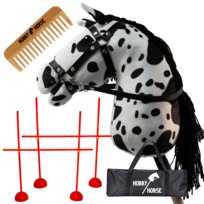ZESTAW HOBBY HORSE KOŃ NA KIJU A3 + 2X PRZESZKODA DO SKAKANIA 120 CM + GRZEBIEŃ [M-ZESTAW-H11-2]