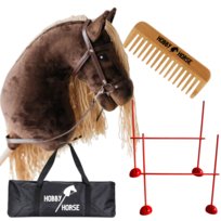 ZESTAW HOBBY HORSE KOŃ NA KIJU A3 + 2x PRZESZKODA DO SKAKANIA 120 CM + GRZEBIEŃ [M-ZESTAW-H3-2]