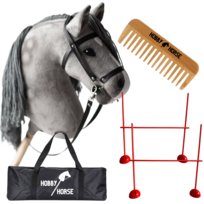 ZESTAW HOBBY HORSE KOŃ NA KIJU A3 + 2x PRZESZKODA DO SKAKANIA 120 CM + GRZEBIEŃ [M-ZESTAW-H4-2]