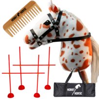ZESTAW HOBBY HORSE KOŃ NA KIJU A3 + 2X PRZESZKODA DO SKAKANIA 120 CM + GRZEBIEŃ [M-ZESTAW-H8-2]