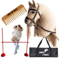 ZESTAW HOBBY HORSE KOŃ NA KIJU A3 + PRZESZKODA DO SKAKANIA 120 CM + GRZEBIEŃ [M-ZESTAW-H1-1]