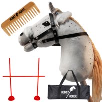 ZESTAW HOBBY HORSE KOŃ NA KIJU A3 + PRZESZKODA DO SKAKANIA 120 CM + GRZEBIEŃ [M-ZESTAW-H10-1]