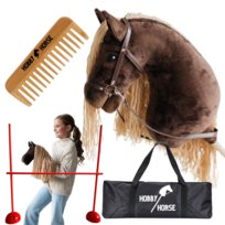 ZESTAW HOBBY HORSE KOŃ NA KIJU A3 + PRZESZKODA DO SKAKANIA 120 CM + GRZEBIEŃ [M-ZESTAW-H3-1]