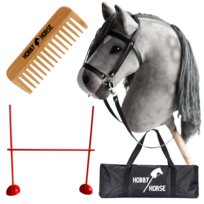 ZESTAW HOBBY HORSE KOŃ NA KIJU A3 + PRZESZKODA DO SKAKANIA 120 CM + GRZEBIEŃ [M-ZESTAW-H4-1]