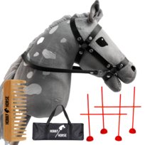 ZESTAW HOBBY HORSE KOŃ NA KIJU A4 + 2X PRZESZKODA DO SKAKANIA 120 CM + GRZEBIEŃ [M-H407-Z2]