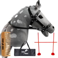 ZESTAW HOBBY HORSE KOŃ NA KIJU A4 + PRZESZKODA DO SKAKANIA 120 CM + GRZEBIEŃ [M-H407-Z1]